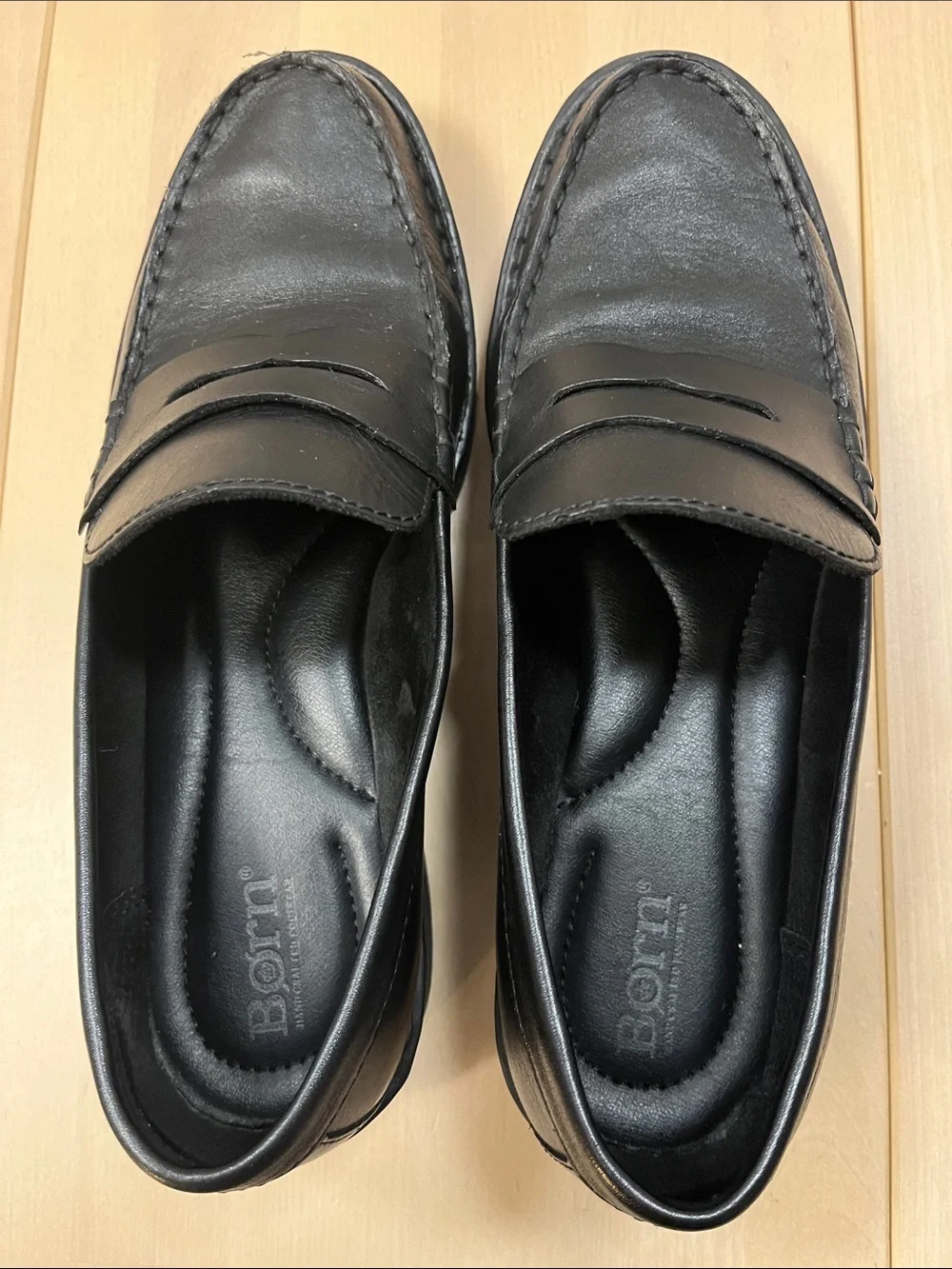 Born Black Leather Carrera Loafers Chunky Heeled Slip On Shoes Women’s 10 M